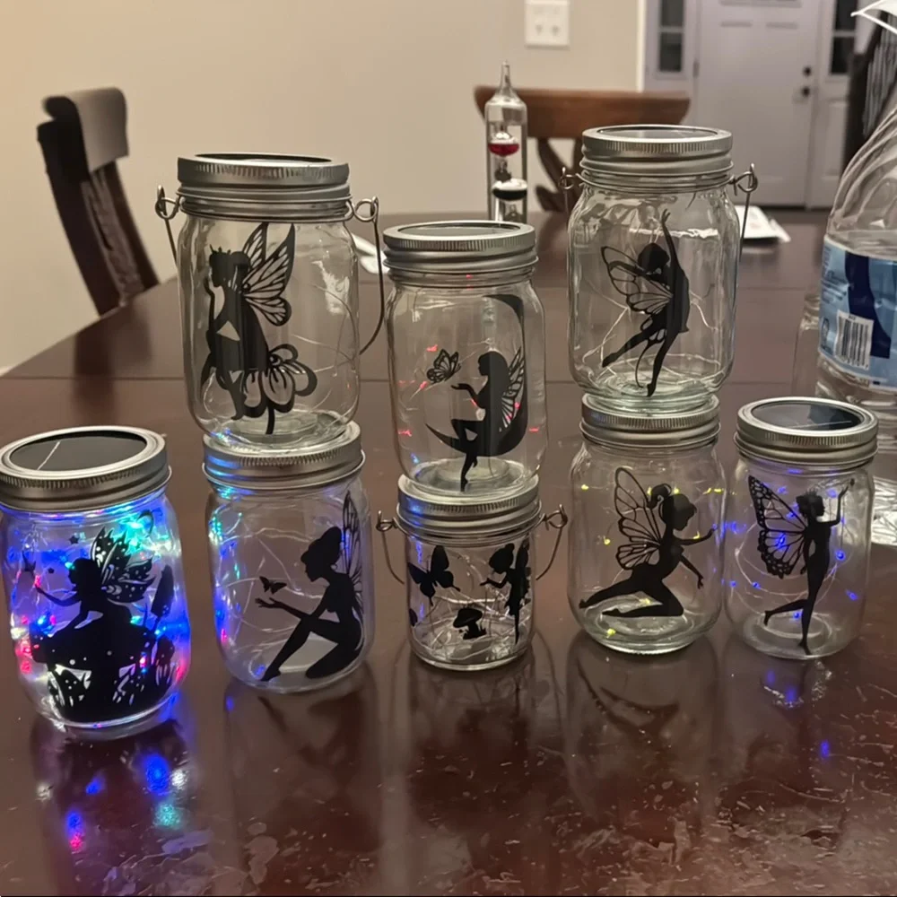 Solar Fairy Light Mason Jars - Multicolor or white lights. One random fairy jar